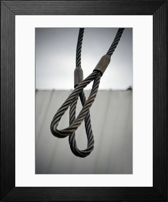 Framed Print : Two Metal Cable Loops, Close Up Framed Print : Two Metal Cable Loops, Close Up