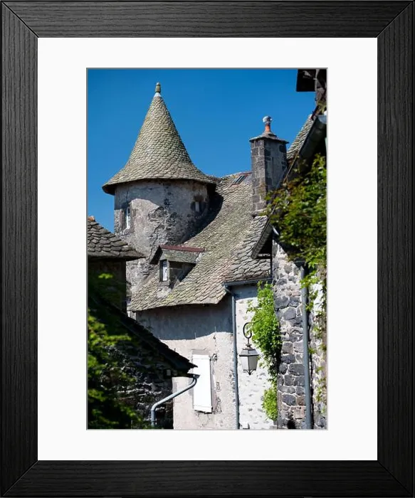 Framed Print : France, Auvergne, Cantal, Salers, old medieval house with pointed roof Framed Print : France, Auvergne, Cantal, Salers, old medieval house with pointed roof
