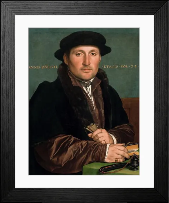 Framed Print : German: Bildnis eines jungen Kaufmannes Portrait of a young merchant. 1541. Hans Holbein d. J. 070d Framed Print : German: Bildnis eines jungen Kaufmannes Portrait of a young merchant. 1541. Hans Holbein d. J. 070d