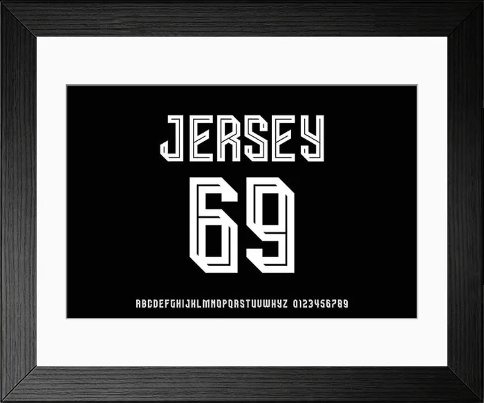 Framed Print : Modern geometric sans serif alphabet display font vector for jersey design Framed Print : Modern geometric sans serif alphabet display font vector for jersey design