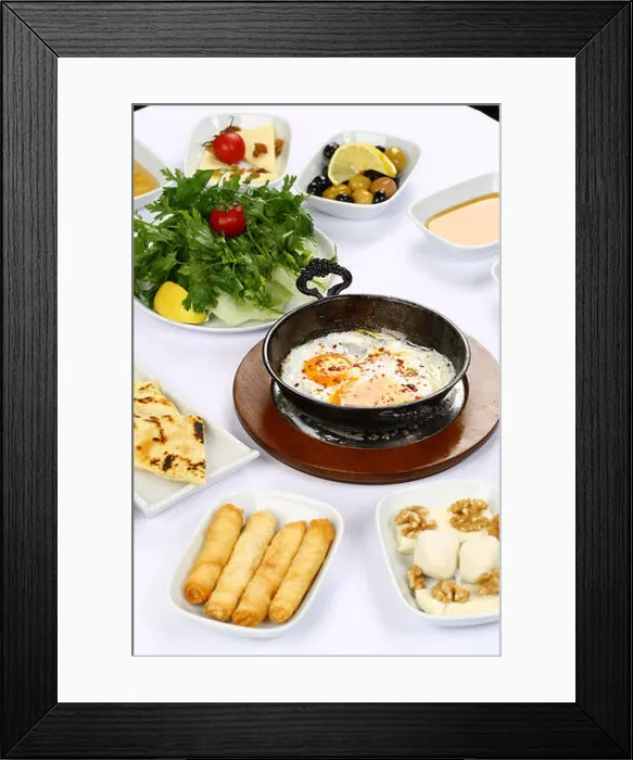 Framed Print : Turkish Breakfast with Fried Eggs Framed Print : Turkish Breakfast with Fried Eggs