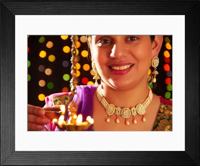 Framed Print : indian lady Diwali Festival Worship Framed Print : indian lady Diwali Festival Worship