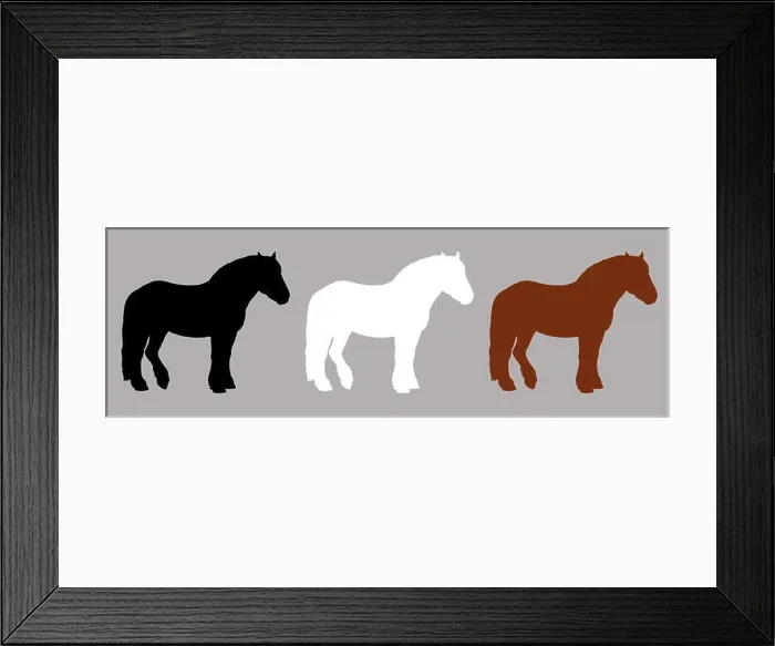 Framed Print : Black, white and brown silhouette of the draft horse. Equine drawing Framed Print : Black, white and brown silhouette of the draft horse. Equine drawing