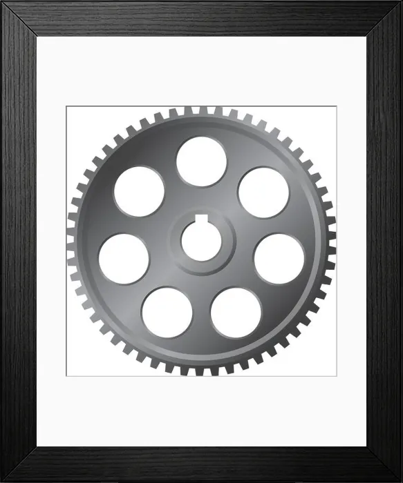 Framed Print : Large metal gear - monochrome vector illustration Framed Print : Large metal gear - monochrome vector illustration
