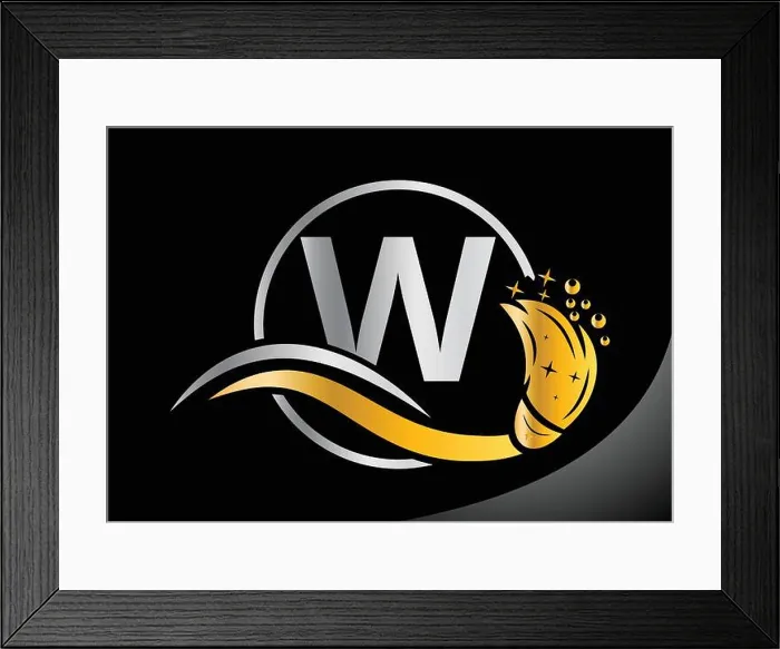 Framed Print : Letter W Cleaning logo, Cleaning brush logo Design Vector Template Framed Print : Letter W Cleaning logo, Cleaning brush logo Design Vector Template
