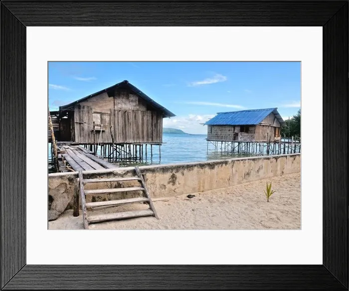 Framed Print : Residential huts in Raja Ampat Indonesia Framed Print : Residential huts in Raja Ampat Indonesia