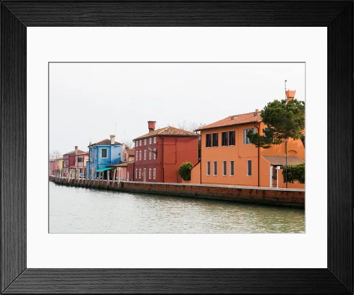 Framed Print : Brightly colored homes on Burano an island in the Venetian Lagoon Framed Print : Brightly colored homes on Burano an island in the Venetian Lagoon
