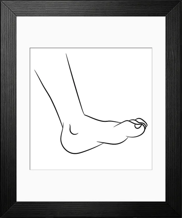 Framed Print : Hand drawn sketch of Foot isolated, Black and White Cartoon Vector Illustration for Coloring Book - Line Drawn Vector Framed Print : Hand drawn sketch of Foot isolated, Black and White Cartoon Vector Illustration for Coloring Book - Line Drawn Vector