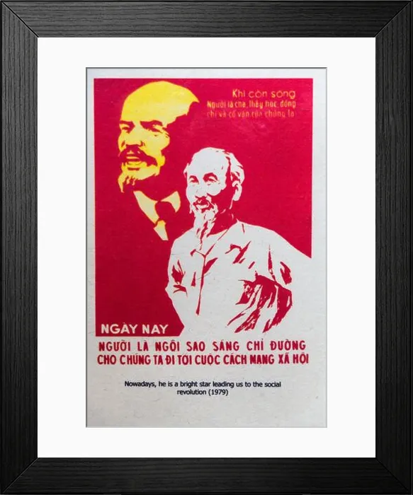 Framed Print : Communist propaganda poster with Ho Chi Minh, Vietnam Framed Print : Communist propaganda poster with Ho Chi Minh, Vietnam