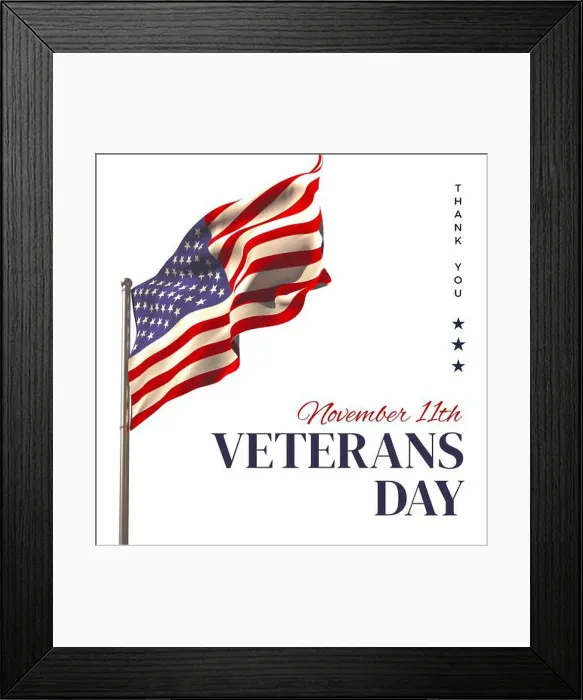 Framed Print : Composite of veterans day text over flag of usa on white background Framed Print : Composite of veterans day text over flag of usa on white background
