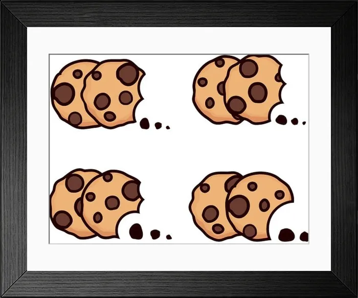 Framed Print : vector set of chocolate chip bitten cookies isolated on white background Framed Print : vector set of chocolate chip bitten cookies isolated on white background