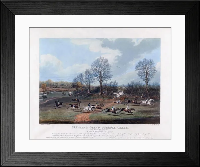 Framed Print : A print aquatint of Steeple Chasing - St Albans Grand Steeple chase plate 3 Framed Print : A print aquatint of Steeple Chasing - St Albans Grand Steeple chase plate 3