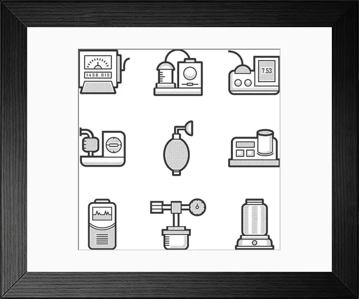 Framed Print : Medical Device Icon Set of Operating Room Framed Print : Medical Device Icon Set of Operating Room