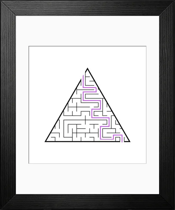 Framed Print : A triangular labyrinth, a pyramid with a black stroke Framed Print : A triangular labyrinth, a pyramid with a black stroke
