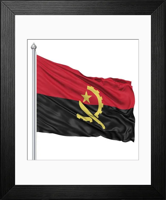 Framed Print : Realistic 3d flag of Angola fluttering in the wind Framed Print : Realistic 3d flag of Angola fluttering in the wind