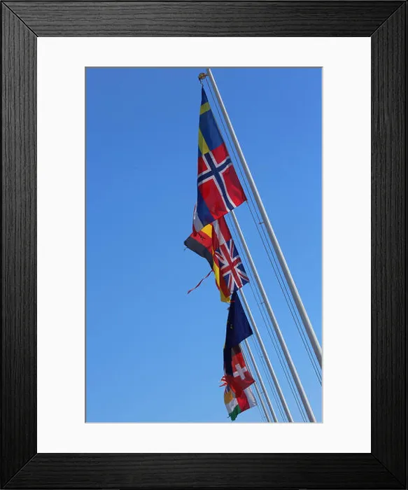 Framed Print : many flags of many nations world waving in the blue sky Framed Print : many flags of many nations world waving in the blue sky
