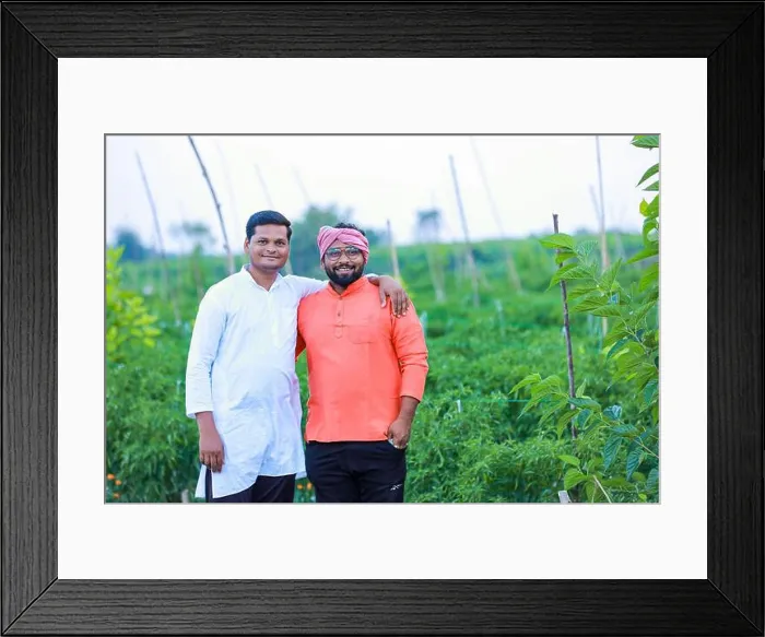 Framed Print : two indian farmer standing in farm, happy farmer, brothers Framed Print : two indian farmer standing in farm, happy farmer, brothers