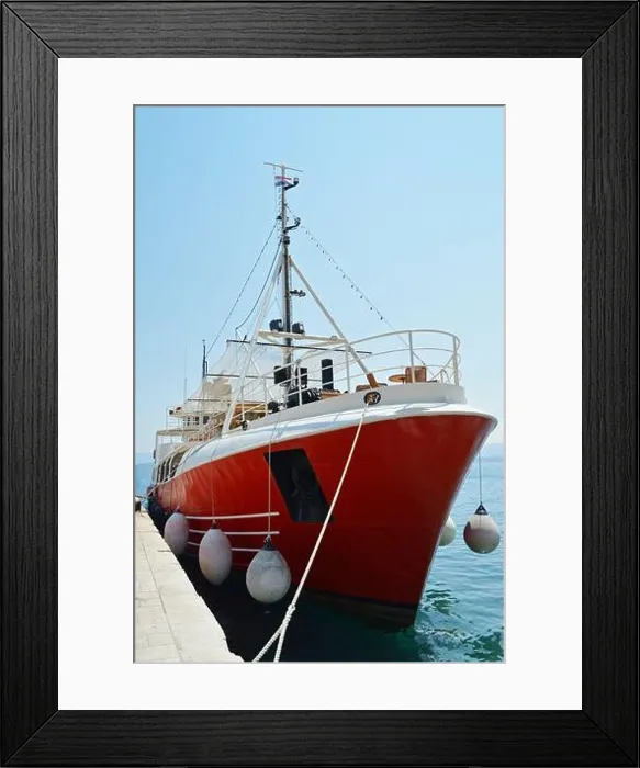 Framed Print : Tourist boat anchored in the port Framed Print : Tourist boat anchored in the port