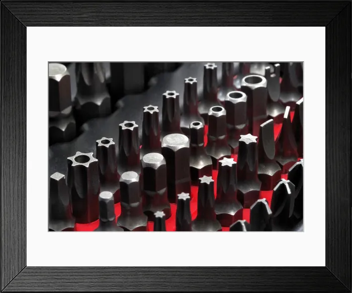 Framed Print : Set of tips for screwdrivers. High quality Framed Print : Set of tips for screwdrivers. High quality