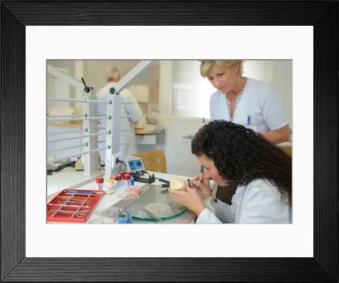Framed Print : denturist working on deture prothese Framed Print : denturist working on deture prothese