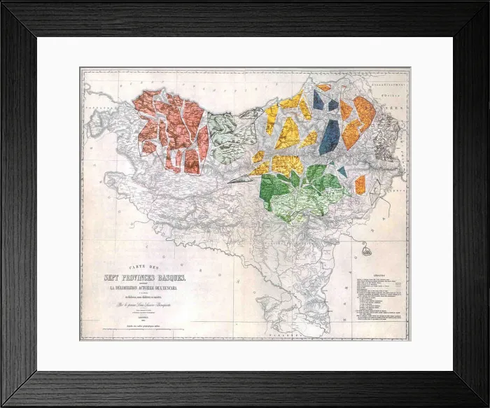 Framed Print : Bonaparte euskalki mapa Framed Print : Bonaparte euskalki mapa