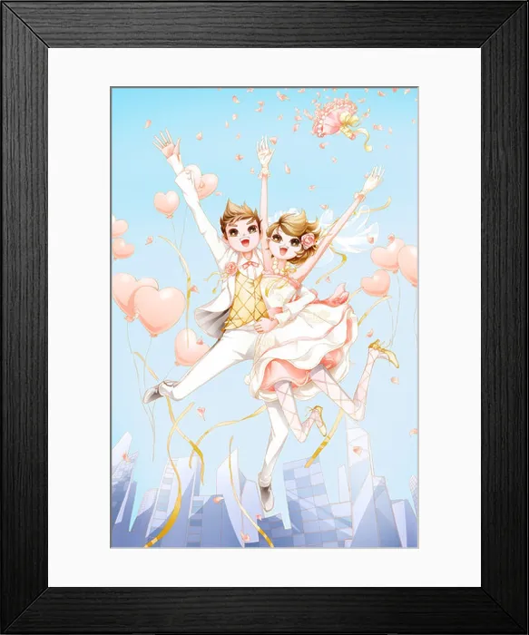 Framed Print : Happy bride and groom celebrating their wedding in city Framed Print : Happy bride and groom celebrating their wedding in city