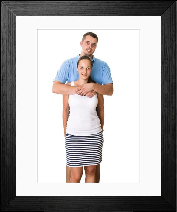 Framed Print : Happy couple standing behind each other Framed Print : Happy couple standing behind each other