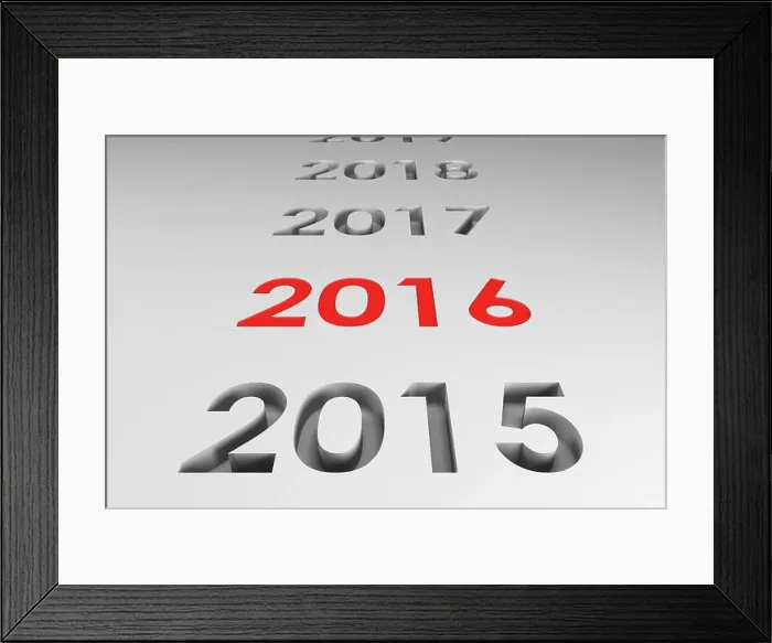 Framed Print : Red 2016 numeral is standing in 3D render on light-gray plane Framed Print : Red 2016 numeral is standing in 3D render on light-gray plane