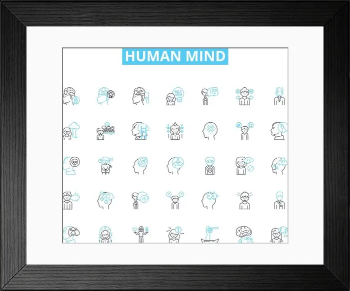 Framed Print : Human mind linear icons set. consciousness Framed Print : Human mind linear icons set. consciousness