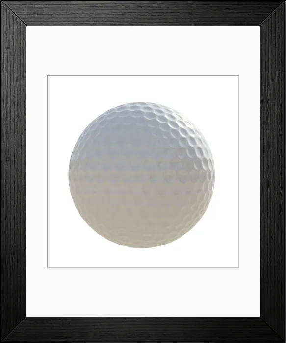 Framed Print : Golf ball isolated on a white background Framed Print : Golf ball isolated on a white background