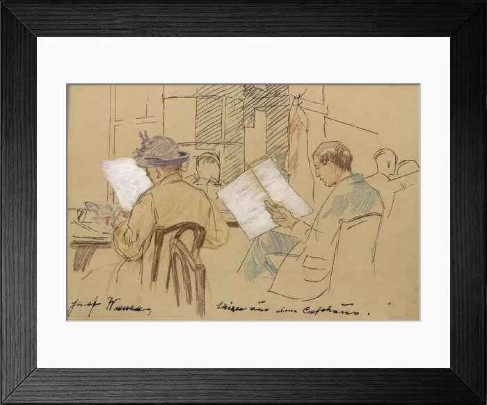 Framed Print : Sketch from the cafe house, Josef Wawra Framed Print : Sketch from the cafe house, Josef Wawra