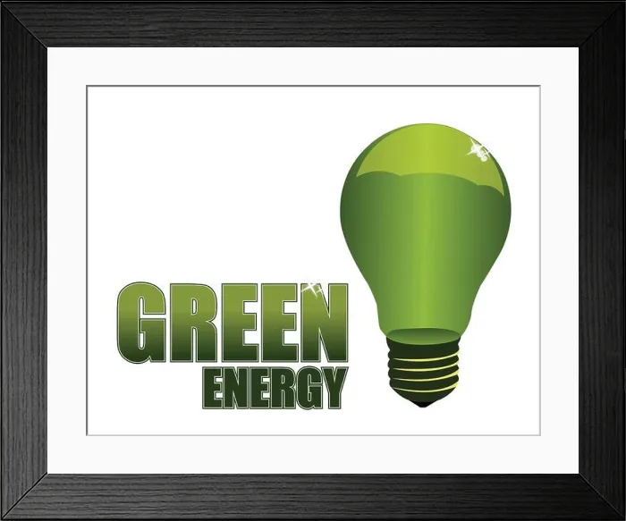 Framed Print : Green energy light-bulb isolated over a white background Framed Print : Green energy light-bulb isolated over a white background