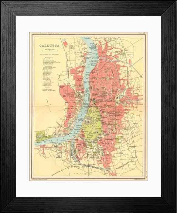 Framed Print : Calcutta / Kolkata town city plan. Fort William. British India 1931 old map Framed Print : Calcutta / Kolkata town city plan. Fort William. British India 1931 old map