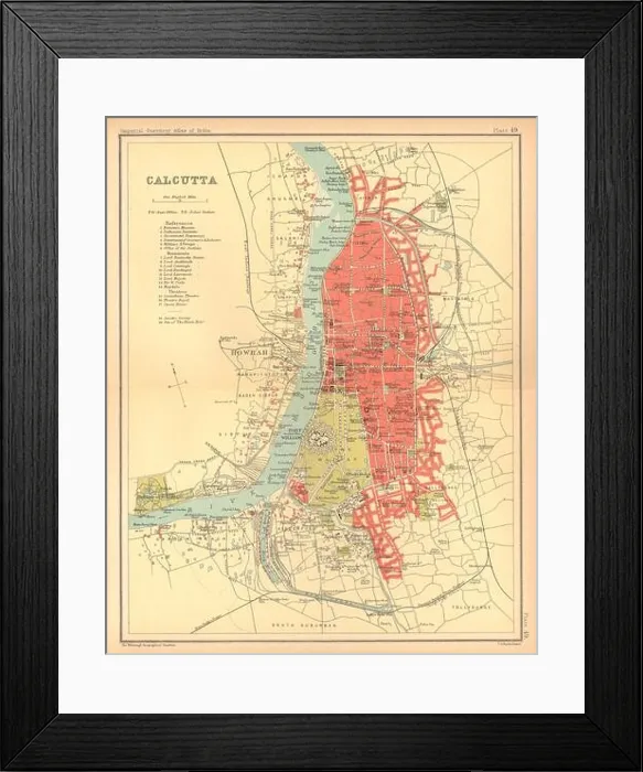 Framed Print : Calcutta / Kolkata town city plan. Fort William. British India 1909 old map Framed Print : Calcutta / Kolkata town city plan. Fort William. British India 1909 old map