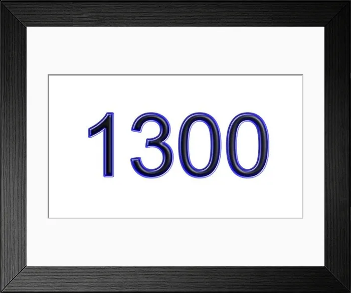 Framed Print : blue 1300 number 3d effect white background Framed Print : blue 1300 number 3d effect white background