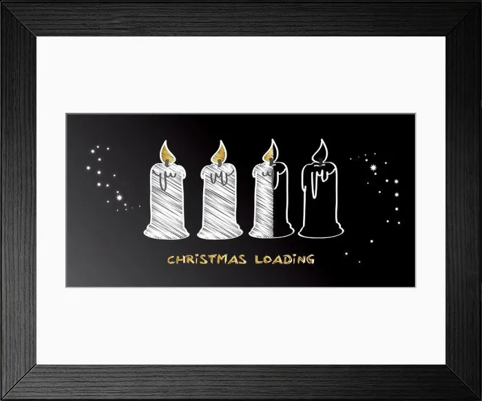 Framed Print : Christmas is loading. Progress bar with candles showing loading of christmas Framed Print : Christmas is loading. Progress bar with candles showing loading of christmas