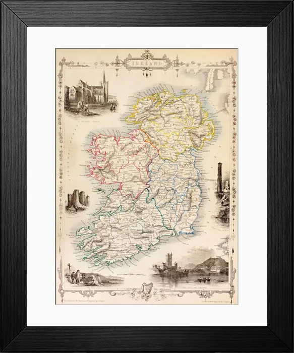 Framed Print : Map of Ireland from The History of Ireland by Thomas Wright, published circa 1854 Framed Print : Map of Ireland from The History of Ireland by Thomas Wright, published circa 1854