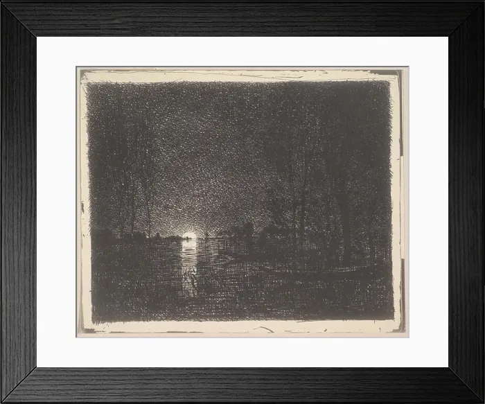 Framed Print : Night Time, Charles-François Daubigny, 1862 reprinted 1921 Framed Print : Night Time, Charles-François Daubigny, 1862 reprinted 1921