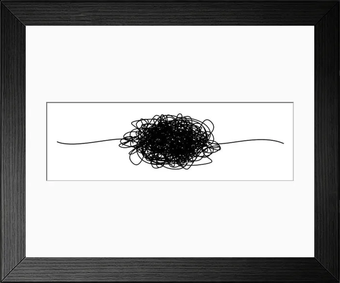 Framed Print : Tangled banner with scribbled oval hand drawn with thin line Framed Print : Tangled banner with scribbled oval hand drawn with thin line