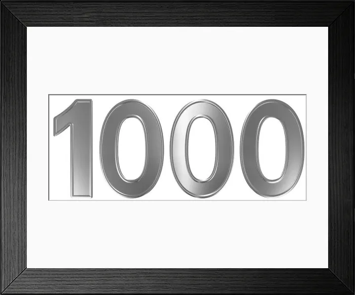 Framed Print : Numeral 1000, one thousand, isolated on white background, 3d render Framed Print : Numeral 1000, one thousand, isolated on white background, 3d render