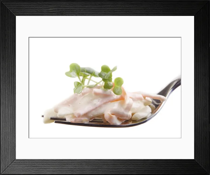 Framed Print : home made cole slaw with thyme on a fork Framed Print : home made cole slaw with thyme on a fork