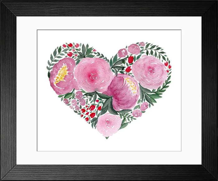 Framed Print : watercolor love heart, mother's day or valentines day symbol Framed Print : watercolor love heart, mother's day or valentines day symbol