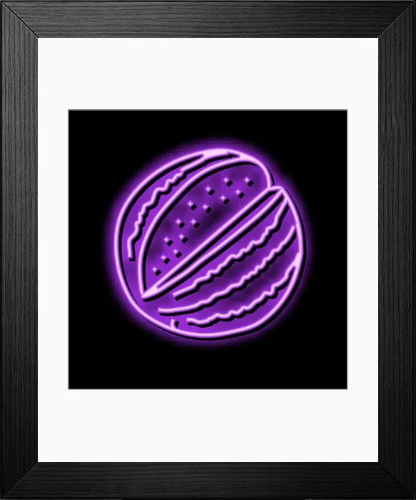 Framed Print : cut watermelon neon glow icon illustration