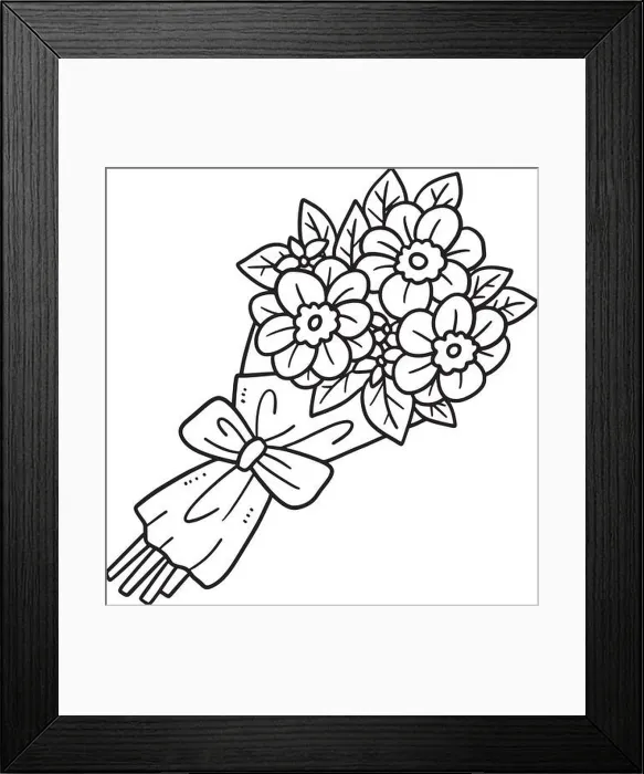 Framed Print : Flower Bouquet Isolated Coloring Page for Kids Framed Print : Flower Bouquet Isolated Coloring Page for Kids