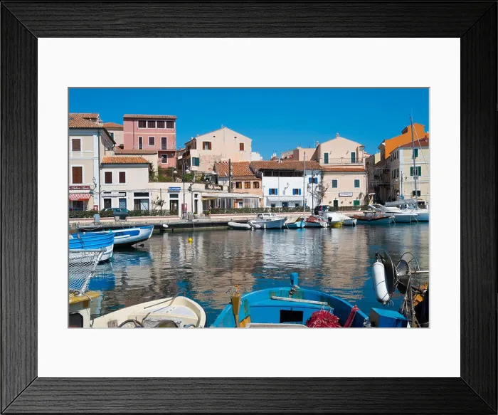 Framed Print : La Maddalena village in La Maddalena island, Sardinia, Italy