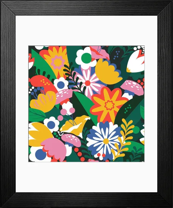 Framed Print : Floral seamless pattern. Spring colors, various vegetation, hidden mushrooms, leaves, and many flowers Framed Print : Floral seamless pattern. Spring colors, various vegetation, hidden mushrooms, leaves, and many flowers