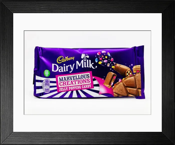 Framed Print : Cadbury Dairy Milk Marvellous Creations Jelly Popping Candy Bar Framed Print : Cadbury Dairy Milk Marvellous Creations Jelly Popping Candy Bar
