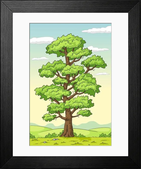 Framed Print : Big summer tree. Hand drawn vector illustration with separate layers Framed Print : Big summer tree. Hand drawn vector illustration with separate layers