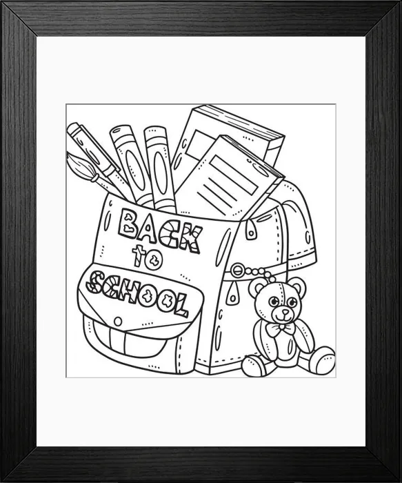 Framed Print : Back To School Bag Isolated Coloring Page for Kids Framed Print : Back To School Bag Isolated Coloring Page for Kids