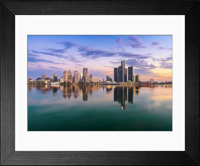 Framed Print : Detroit, Michigan, USA skyline at dawn on the Detroit River Framed Print : Detroit, Michigan, USA skyline at dawn on the Detroit River